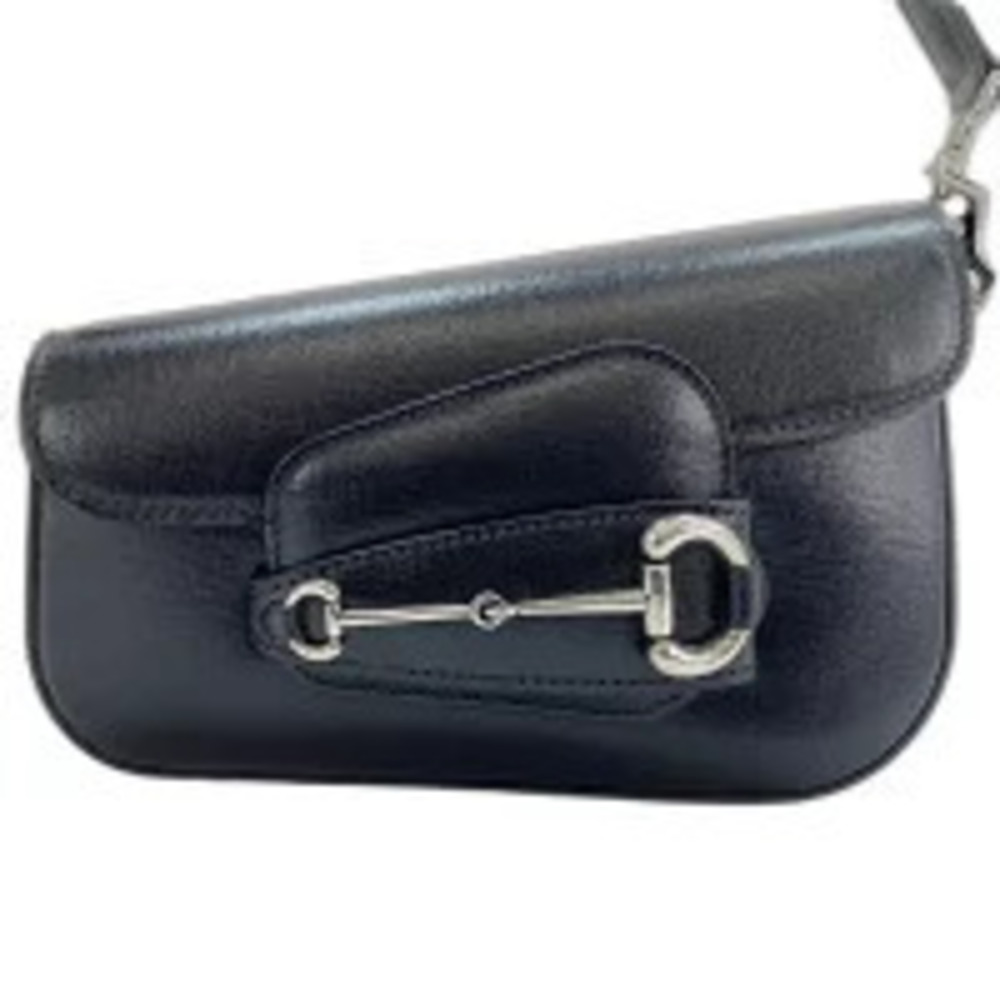 Gucci Horsebit Shoulder Bag Leather Black